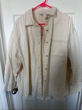 Old Navy Cream Collared Button Shirt Jacket